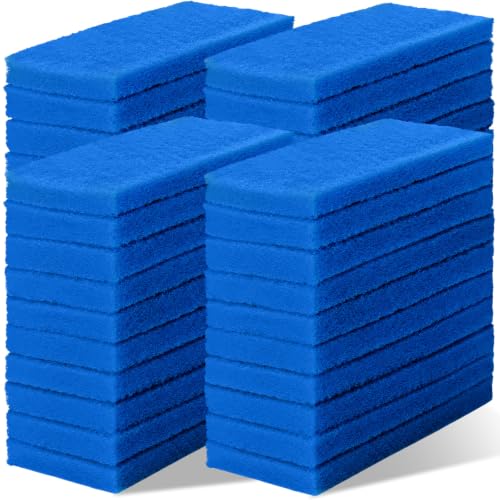 Image of Eccliy 40 Pcs Non Scratch Scrubbing Pad Reusable Kitchen Dish Scrubber Scouring Sponge Pads Multi Purpose for Kitchen Household Cleaning Supplies, 10 x 4 Inch (Blue)