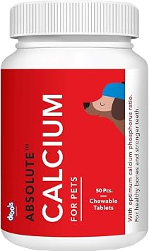Drools Absolute Calcium Tablet- Dog Supplement, 50 Piece for All Breed Sizes for Dogs Preservative-Free
