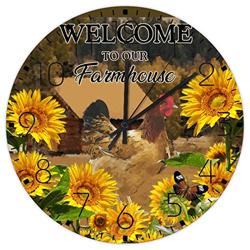Horloge murale décorative Coq et papillon pour style maison de campagne - 2
