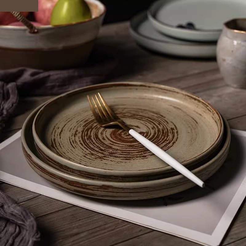 Talerz obiadowy retro okrągły ceramiczny talerz obiadowy restauracja gruby talerz do zupy talerz deserowy talerze sałatkowe talerze do spaghetti specjalna zastawa stołowa lekka zastawa stołowa