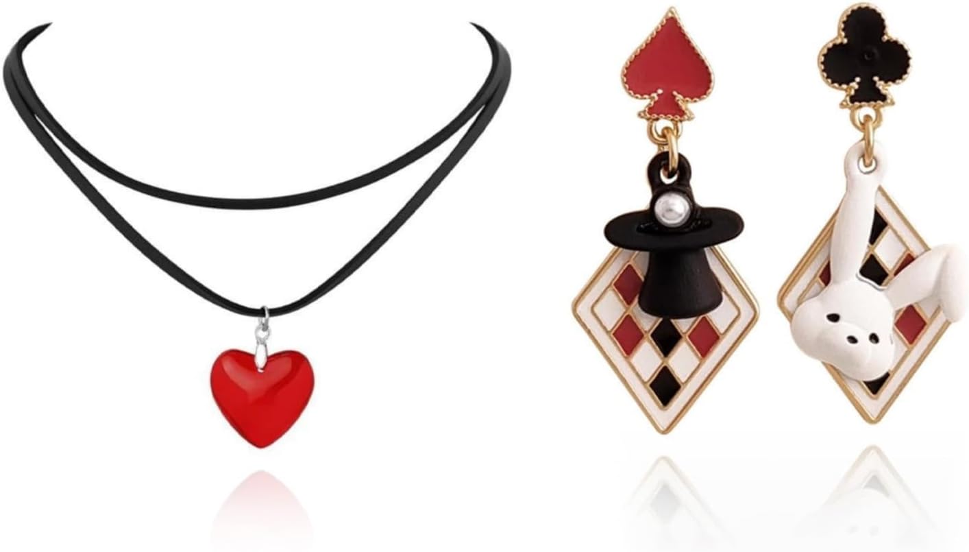 Red Heart Necklace Pendant Necklace Y2K Jewelry Puffy Heart Choker Red Accessories for Women Valentines Necklace