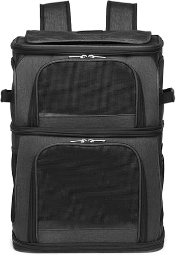 CokBluペットキャリーリュック 2 段式 耐荷重機能 犬・猫・うさぎ用 中大型猫・小型犬対応 シルバー 旅行・通院・アウトドア最適?