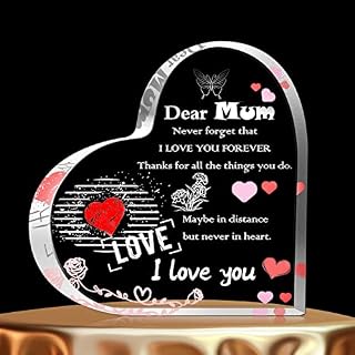 Gift for Mum, Mummy Birthday gift, Heart Acrylic Engraved Gift Table Ornament for mum, gift for Mother's day, Thanksgiving Presents Keepsake for mom