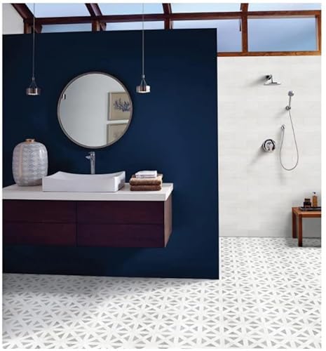 Bianco Dolomite With Grey Carrara Geometric Pattern 12 In. X 12 In. X 10 Mm Polished Marble Mesh-Mounted Floor And Wall Mosaic Tile #TOP6