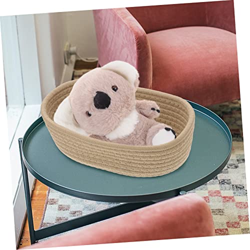 Image of Outanaya Storage Basket Woven Cotton Organizer for Sundries Toys and Books Medium Decorative Container Khaki for Home Office Use
