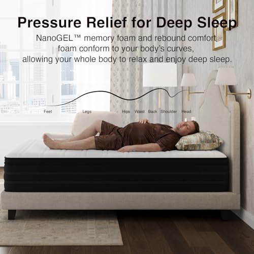 Image of Novilla Queen Mattress 10 Inch, Cooling Hybrid Mattress with Upgraded Coils
