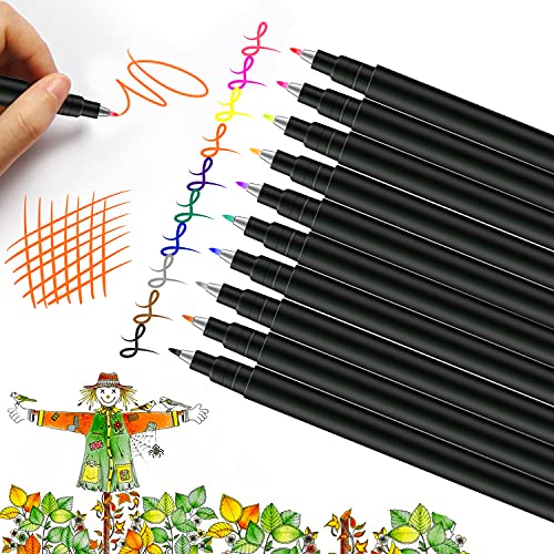 VITOLER Calligraphy Pens, Hand Lettering Pens, 10 Pack Color ink Technical Pens set, Brush tip Markers for Beginners, Writing, Drawings, Signature, Illustration Design, Bullet Journaling, Scrapbooking
