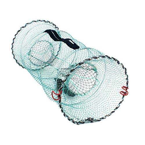 Nasse à Crabes Et écrevisses – PP Pliable, 37x37 Cm, Entrées Multiples, Anti-fuite, Avec Corde 10 M Et 5 Sachets Appâts