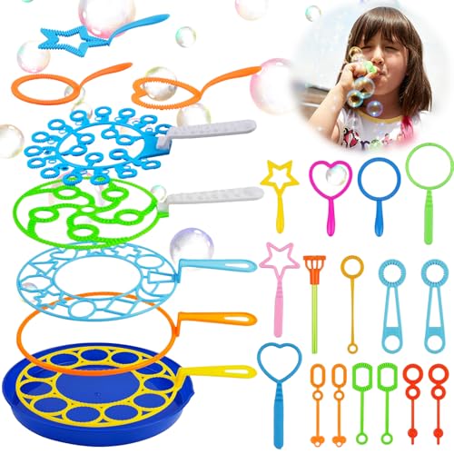 Fancysky Kit de Pomperos para Niños,28 Piezas para Pompas de Jabón Gigantes