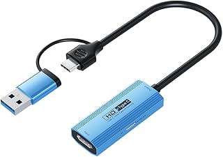 Uxsjakjsd Base de Captura de Video USB 3.0 y USB-C 1080P 4K30Hz con Fuente de Alimentación PD3.0 para una Compatibilidad Versátil con Dispositivos.