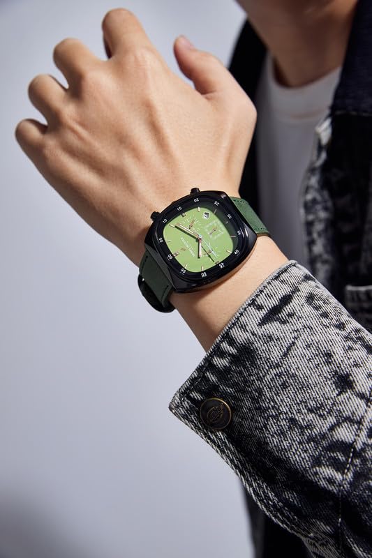 Image of Daniel Hechter Paris Bercy Collection Analog Quartz Watch for Men with Square Dial, Multifunction Sub-Dials, Date Display, Crystal Hour Markers and Leather Strap - DHM1001