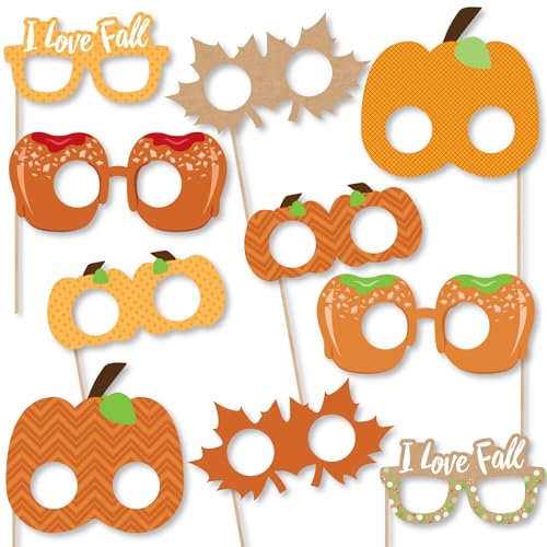 Big Dot of Happiness Pumpkin Patch Glasses and Mask - Fall Photo Booth Props - Thanksgiving & Halloween Decorations - Fall Décor - 10 Count