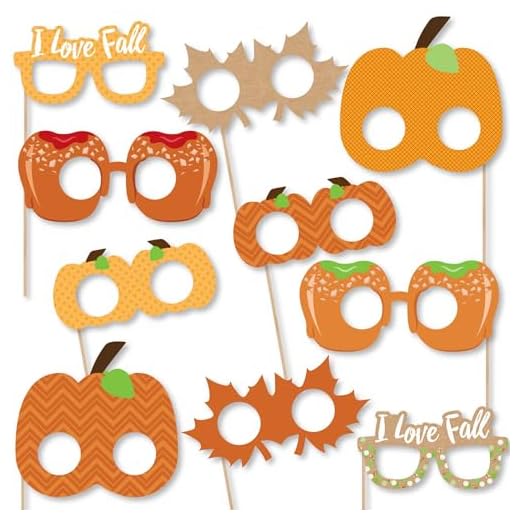 Big Dot of Happiness Pumpkin Patch Glasses and Mask - Fall Photo Booth Props - Thanksgiving & Halloween Decorations - Fall Décor - 10 Count