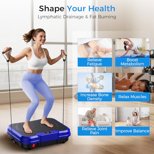Image of AoraPulse Vibration Plate Exercise Machine, Vibration Plate for Lymphatic Drainage Weight Loss, 400 Lbs Capacity Full Body Workout Vibrate Fitness Platform for Home Women Men