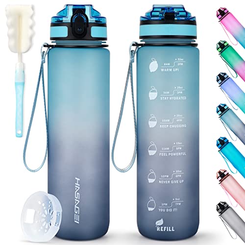 HASAGEI Sports Trinkflasche 1L Wasserflasche BPA Frei Tritan Sportflasche mit Verschlussdeckel und auslaufsicher, für Fitnessstudio,Schule,Radfahren,Outdoor,Sport,Fitness und Büro