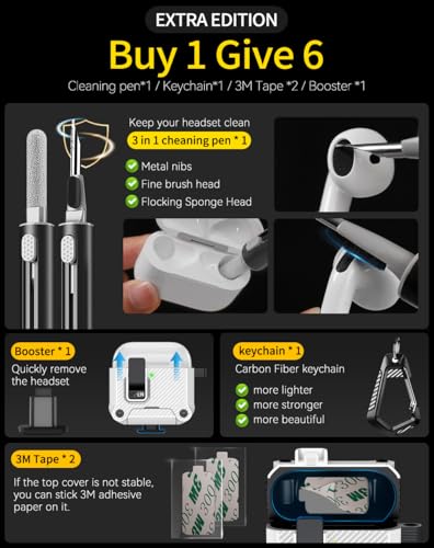 Image of Pohgelan for AirPods 4 Case with Safety Lock-White | Carbon Fiber Texture Cover,Magnetic Automatic Lock with Cleaning Kit&Keychain,Compatible with Magsafe