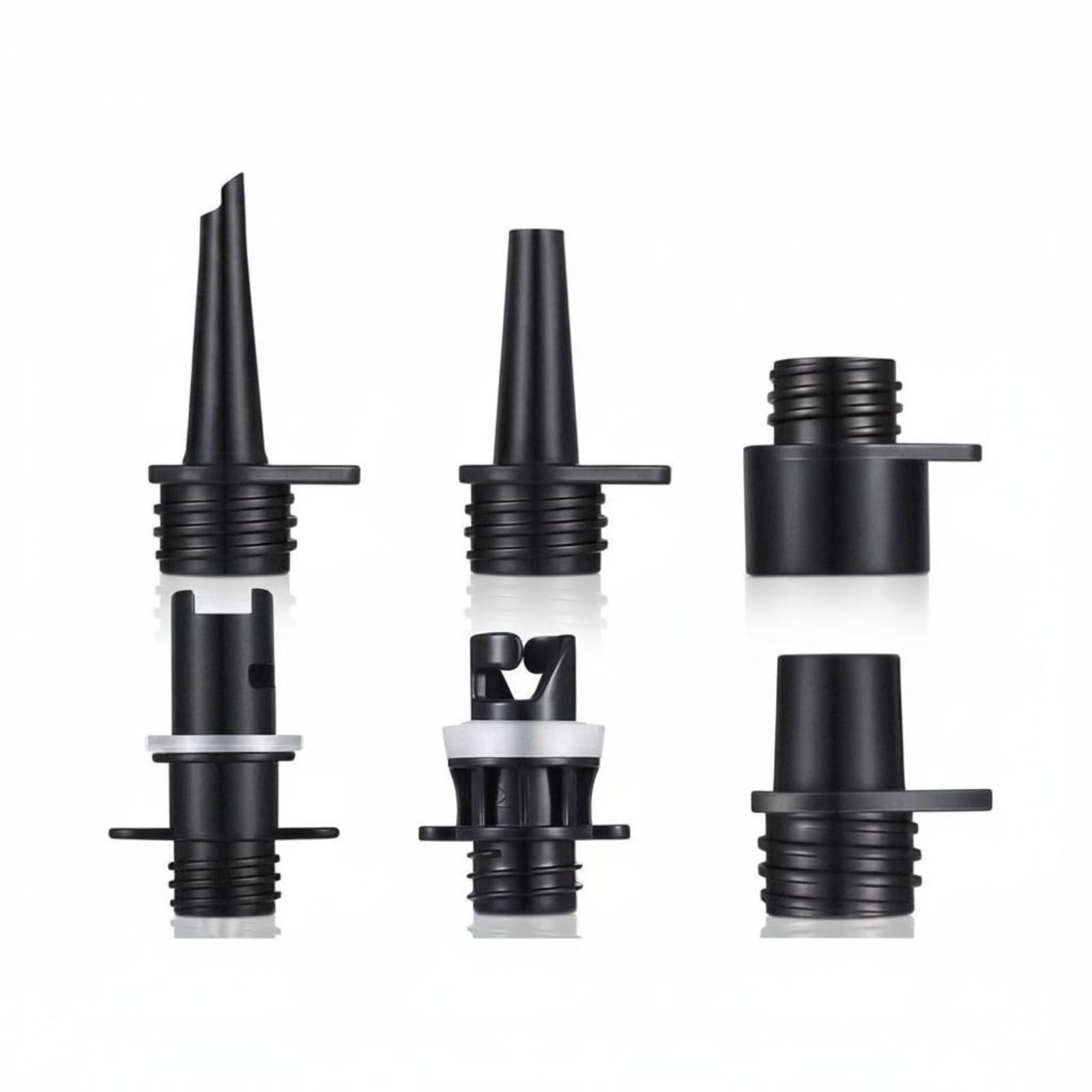 7 Pieces Long-Lasting PVC Inflatable Boat Air Valve Adapter Set Electric Pump Hose Adapter Kit for Beach, Camping, Pool, 6 Adapters 6-image-42
