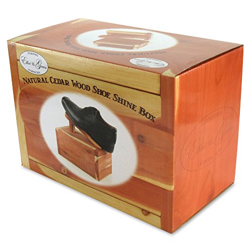 Hangerworld Natural Cedar Wood Shoe Shine Care Box with Foot Rest