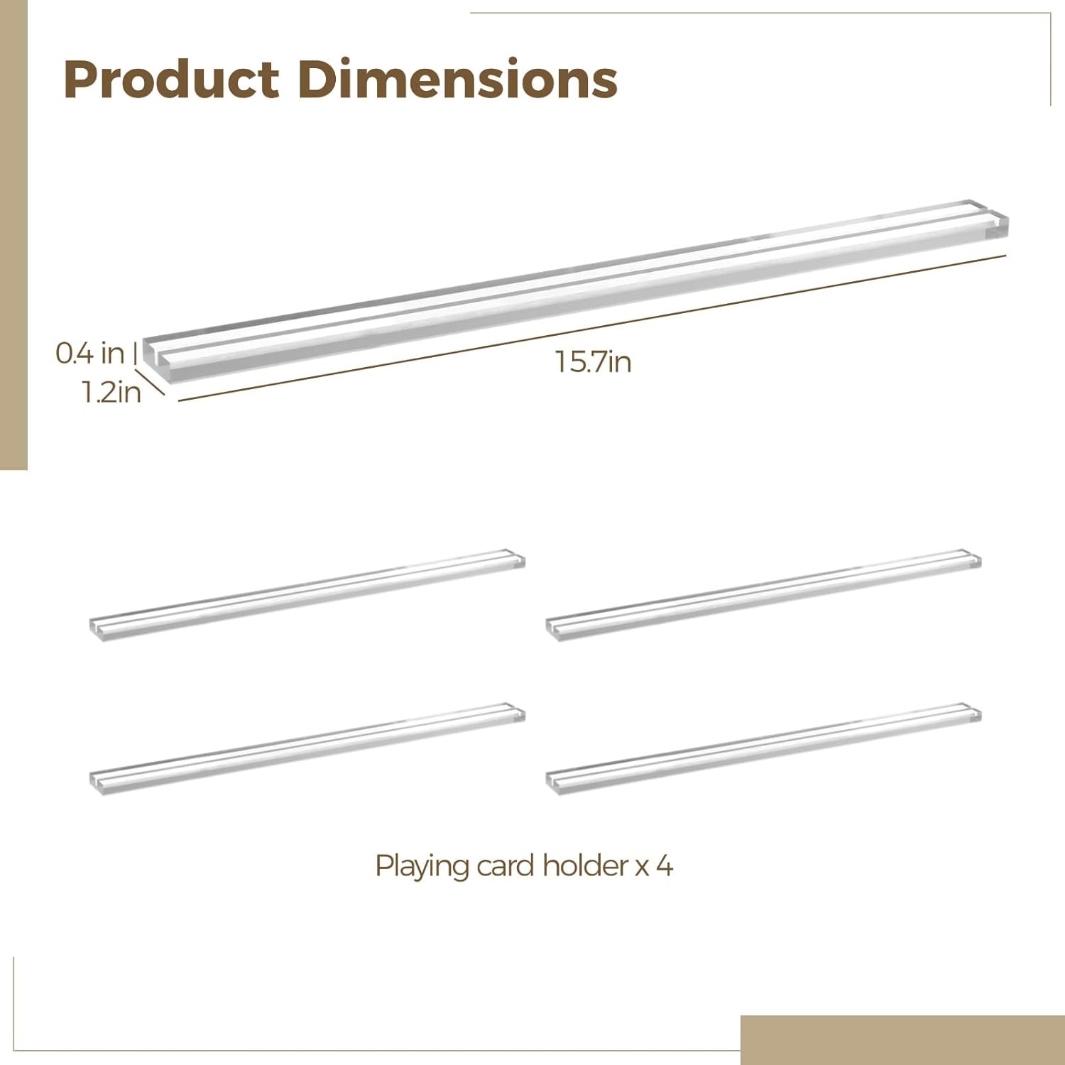 OMISTAR 4 PCS Playing Card Holder Stands, 15.7 Inches Length Clear Acrylic Card Holders Set for Trump Games Trading Card Board Games