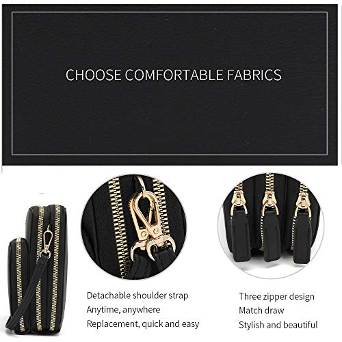 Image of myfriday Touch Screen RFID Phone Crossbody Purse with 2 Straps for Women | Clear phone window, RFID card space, 11 slots and zip pockets support quick calls, errands, theme parks and travel