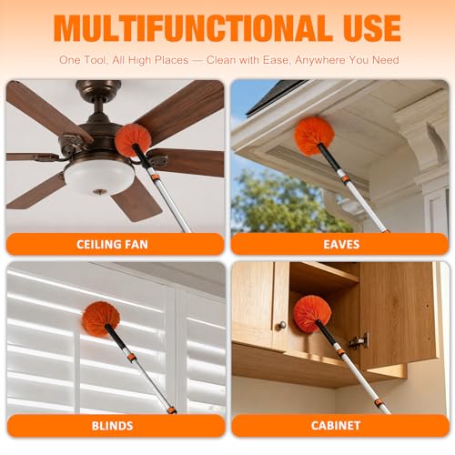 Image of LAANPOLE 24FT Cobweb Duster with Extension Pole, Spider Web Brush for Cleaning Extendable, Professional Ceiling and Corner Dusters for Outdoor Indoor Use