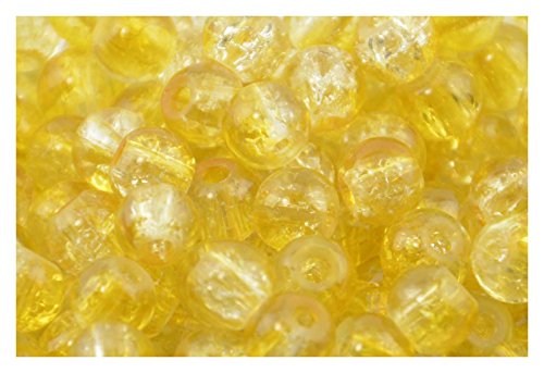 200pcs 4mm Yellow & Clear Crackle Glass Beads