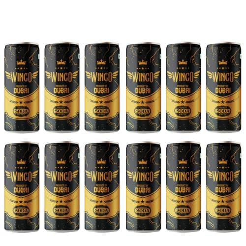 Image of Wingo Premium Soda Water - Product of Dubai | Sparkling Carbonated Water | Refreshing Beverage in Stylish Can | 250ml (Pack Of 12)