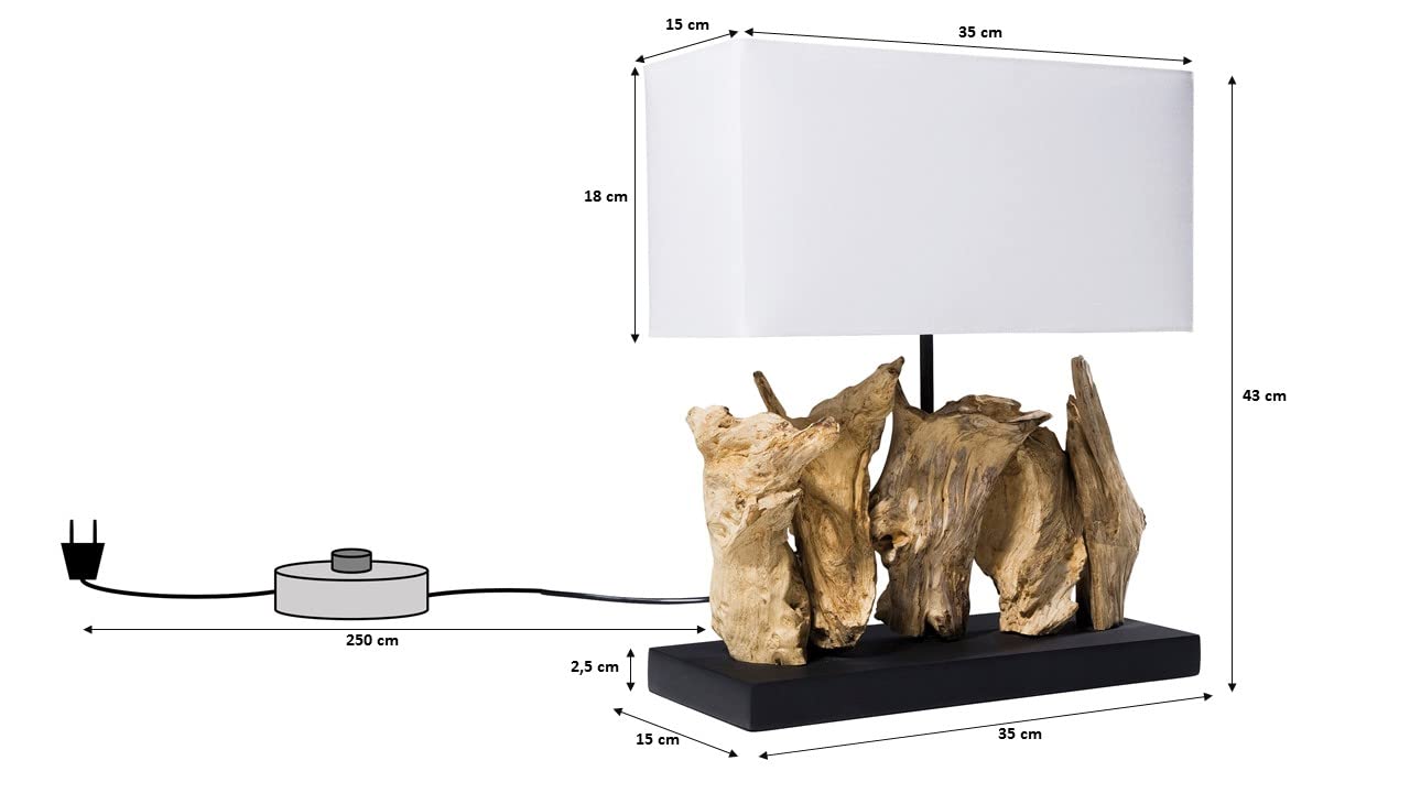 Kare Design Lampada Da Tavolo, Nature Vertical, Bianco/Beige, 43Cm, Legno Naturale, Stile Individuale, Casa Al Mare, Decorazione Mare, Lampadina Non Inclusa