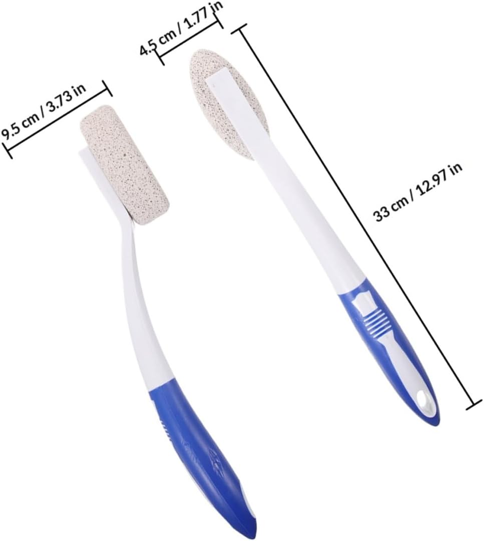Ciieeo 2pcs Long Handle Foot Scraper and Pumice Stone Callus Remover for Dead Skin Exfoliation Heel Scraper Tool for Foot Care