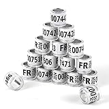 100 anillos para palomas, de aluminio, multicolor, para identificar las patas, de plástico, con 2024 FR entrenamiento identificativo de pájaros, color blanco