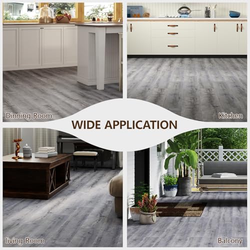 ACCOR HOME Peel and Stick Floor Tile, Luxury Vinyl Plank Flooring 36-Pack 54 Sq.ft, Real Wood Look Self-Adhesive Vinyl Floor Tiles, Easy DIY for Kitchen, Bedroom and Living Room, Smoke Grey by ACCOR HOME - Image 7