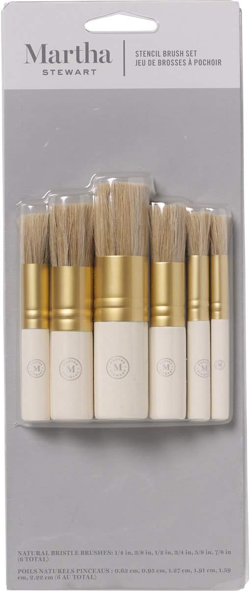 Martha Stewart Crafts Natural Bristle Stencil Brush Set, 6 Pieces