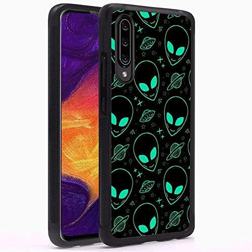 Yunan Case for Samsung Galaxy A50, Black Alien Pattern Design for Men and Women,Anti Slip TPU Bumper Shockproof Cover Case for Samsung Galaxy A50