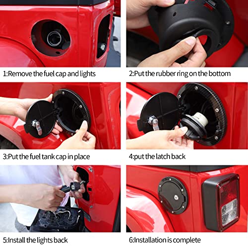 image for SQQP for JK Locking Fuel Filler Door Gas Tank Cap Cover, Aluminum Fuel