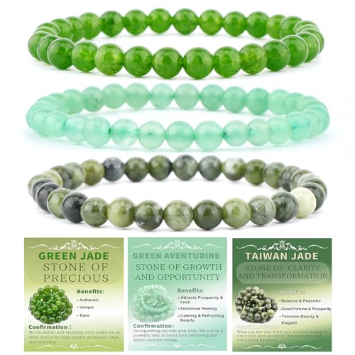 NCB 3-Piece 6mm Natural Crystal Gemstone Stretch...