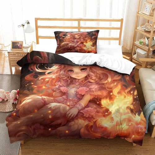 Parure de lit single sans repassage housse de couette rose - 3