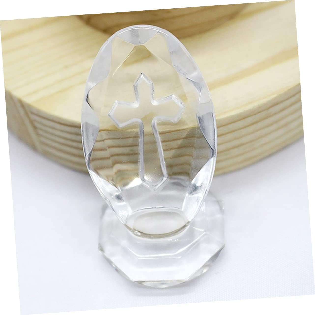 Sosoport 2sets Crystal Cross Decoration for Shower Baptism Elegant Water Crystal Keepsake Box for Parents Christening Souvenir and Nursery Decor