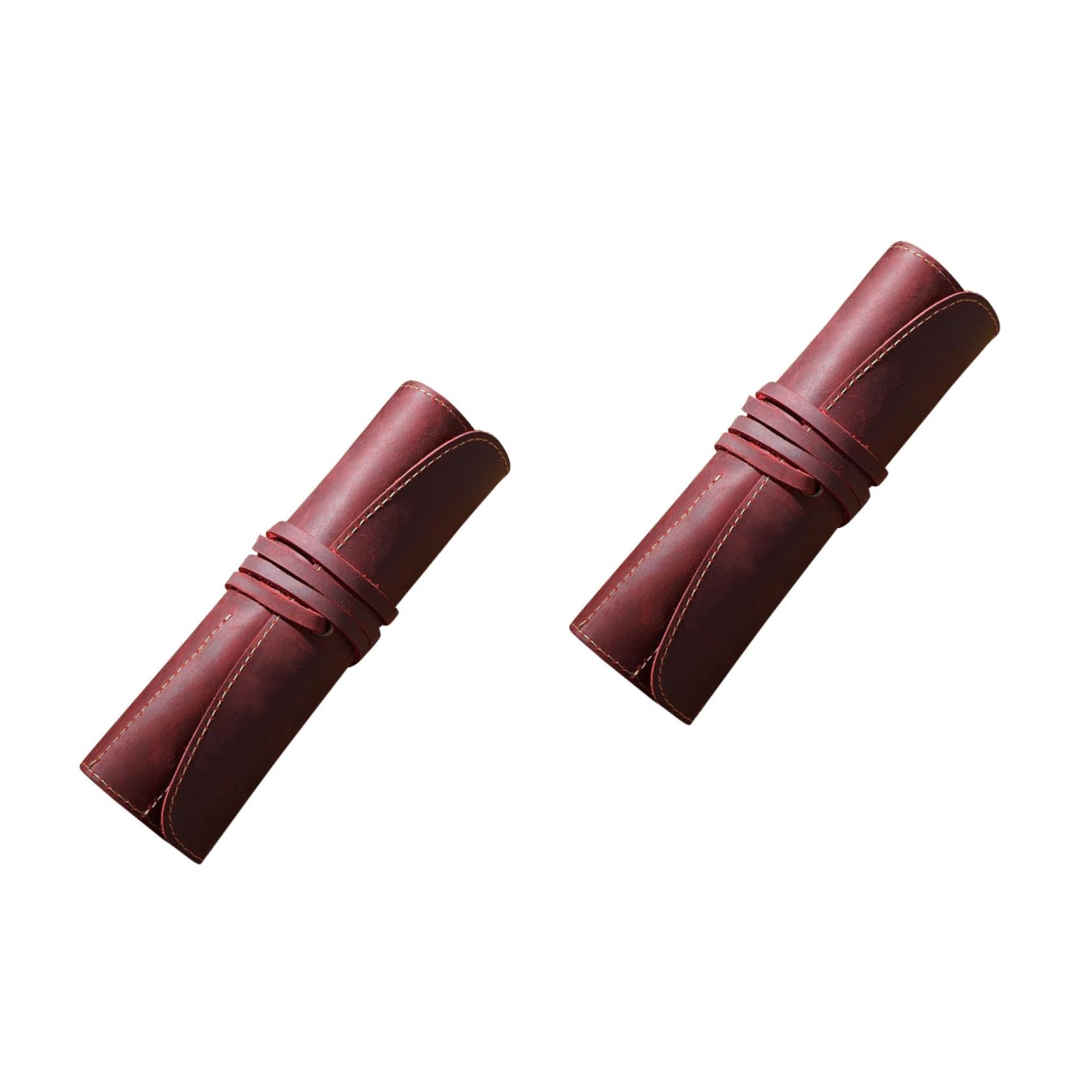 VILLCASE Rollo De 2 Piezas Titular De La Pluma Bolígrafos + Lápiz Bolsa De Lápiz Retro Bolsa De Pluma Retro Bolsas De Pluma Bolso De La Pluma Cartuchera Caja De La Pluma Estuche Rojo