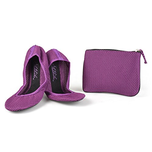Sidekicks Foldable Ballet Flats with Carrying Case, Purple, Small