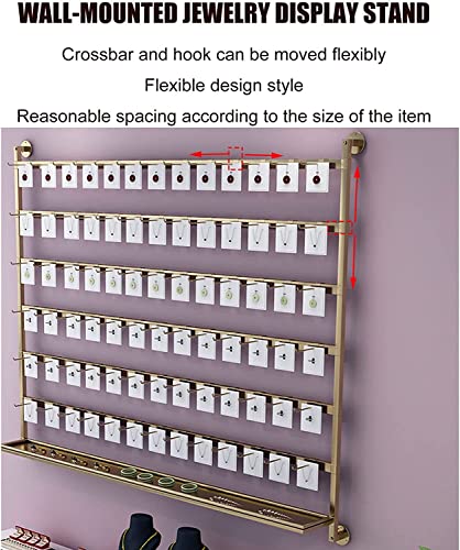 Porta Orecchini e Organizer per Gioielli da Parete con Ganci - Scaffale in Metallo per collane, Portachiavi e Accessori - Elegante mensola da Parete per esporre e riporre Gioielli