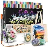 Desire Deluxe Pennarelli a Vernice Acrilica per Sassi, Ceramica, Vetro, Legno – Pennarelli Atossici a Base d’Acqua – Ottimo Materiale Artistico per Pittori e Creativi (Doppia Punta Multicolore, 52)