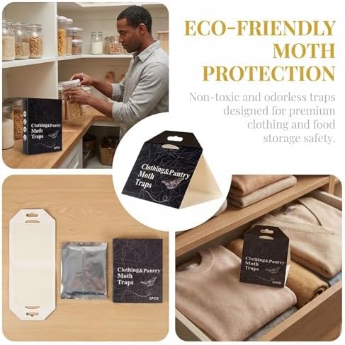 10 Packs Moth Traps for Clothing and Pantry,with Pheromones,More Effective Moth Traps Pantry,Placed in Kitchen,Closet,Cabinet,Storage Rooms,Cupboard - 2