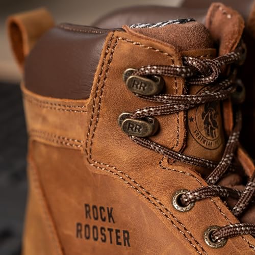 ROCKROOSTER Steel Toe Work Boots for Men, 6 Inch Wide Lace up ASTM F2413-18 EH Durable Moc Toe Work Boot(AK370)3