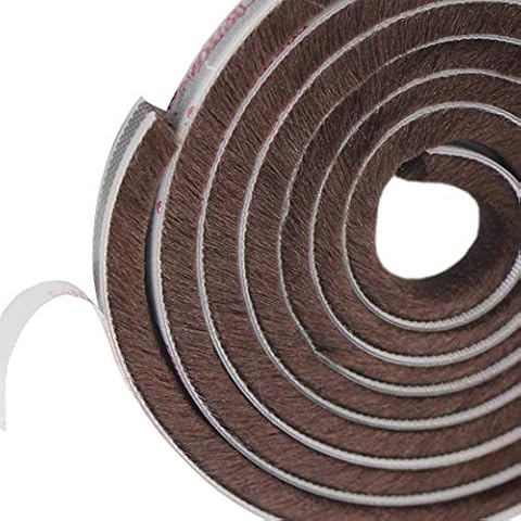 Adhesive Seal Brush Weather Strip 9 x 9 mm (WxH), 5 Meters EDGEAM Draught Excluder Tape Dustproof Strips for Door Window and Wardrobe Seals (Brown) Cover