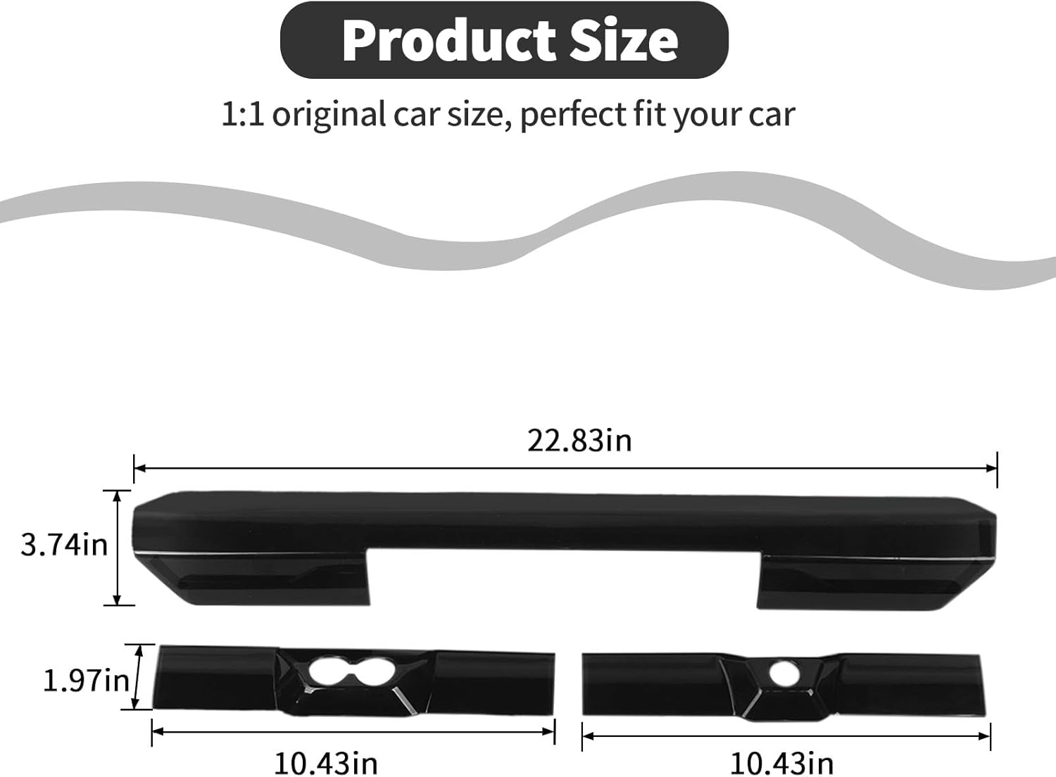 High Mount Brake Light Cover Trim Compatible with Chevrolet Silverado 2022 2023 2024 2025 Exterior Accessory ABS 3ps(Black)