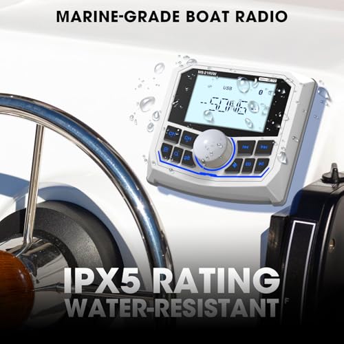 Image of Bluetooth Boat Radio Receiver Waterproof: DOVOX Marine Gauge Stereo for Boat - 2.8 Inch LCD Display AM FM USB AUX Subwoofer for Golf Cart ATV UTV SXS Yacht