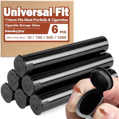 6 Pack Smell Proof Cigarette Holder Case Single Holder Pre Roll Tube King Size Rolled Cone Plastic Storage Box Plastic Container Black