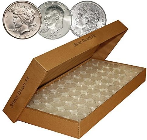 25 Direct-Fit Airtight 38mm Coin Capsules For MORGAN/PEACE/IKE DOLLARS w/BOX