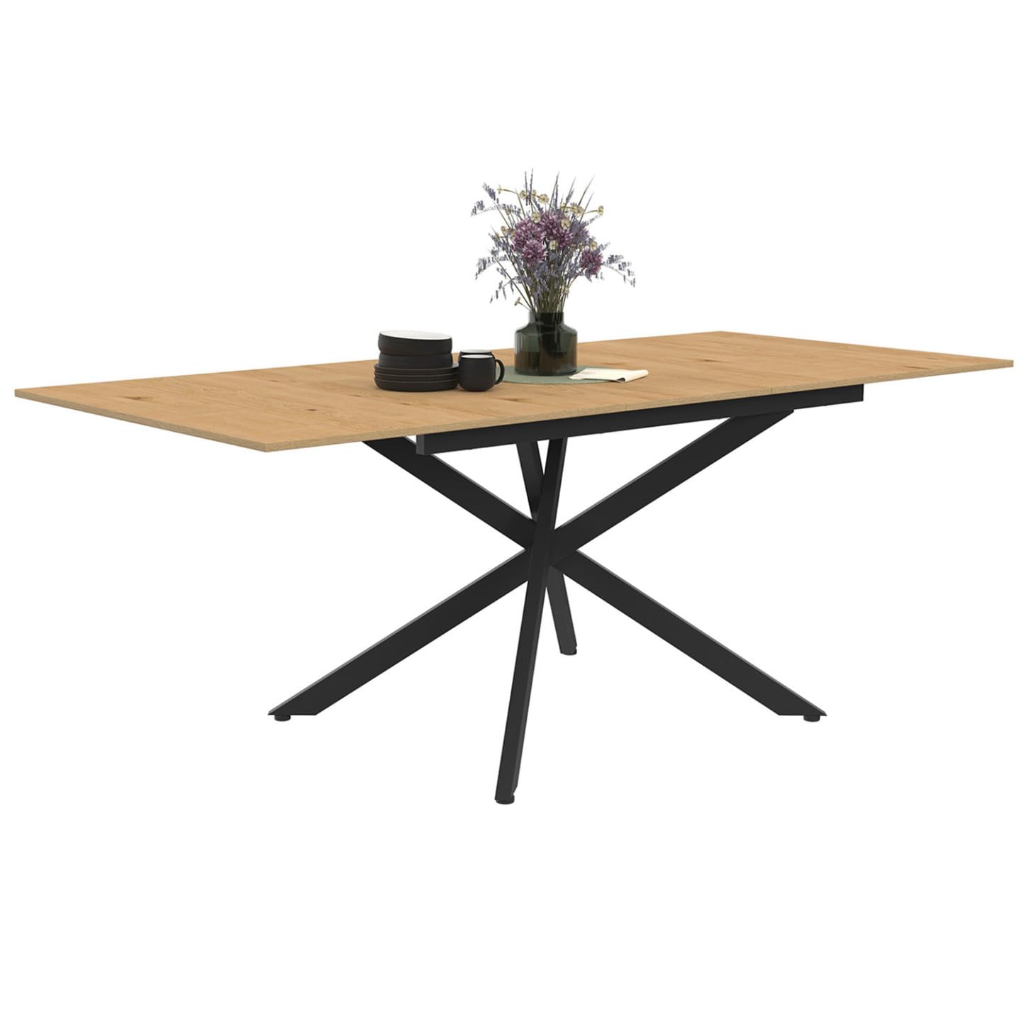 IDMarket - Table à Manger Extensible Rectangle INES 160-200 cm Bois et Noir