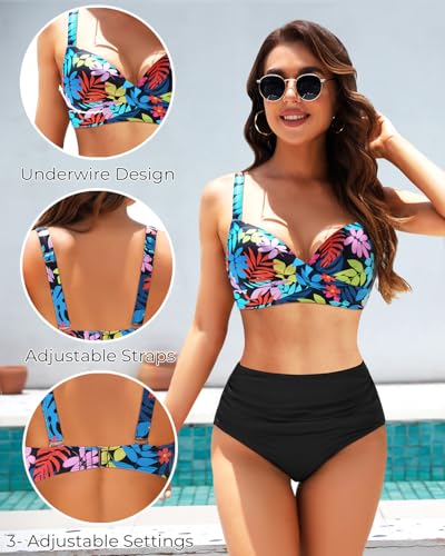 Image of Aqua Eve Women Underwire Bikini Top - Push Up Swimsuit Top Bra Padded Bathing Suit 2026 Twist Front Swimwear